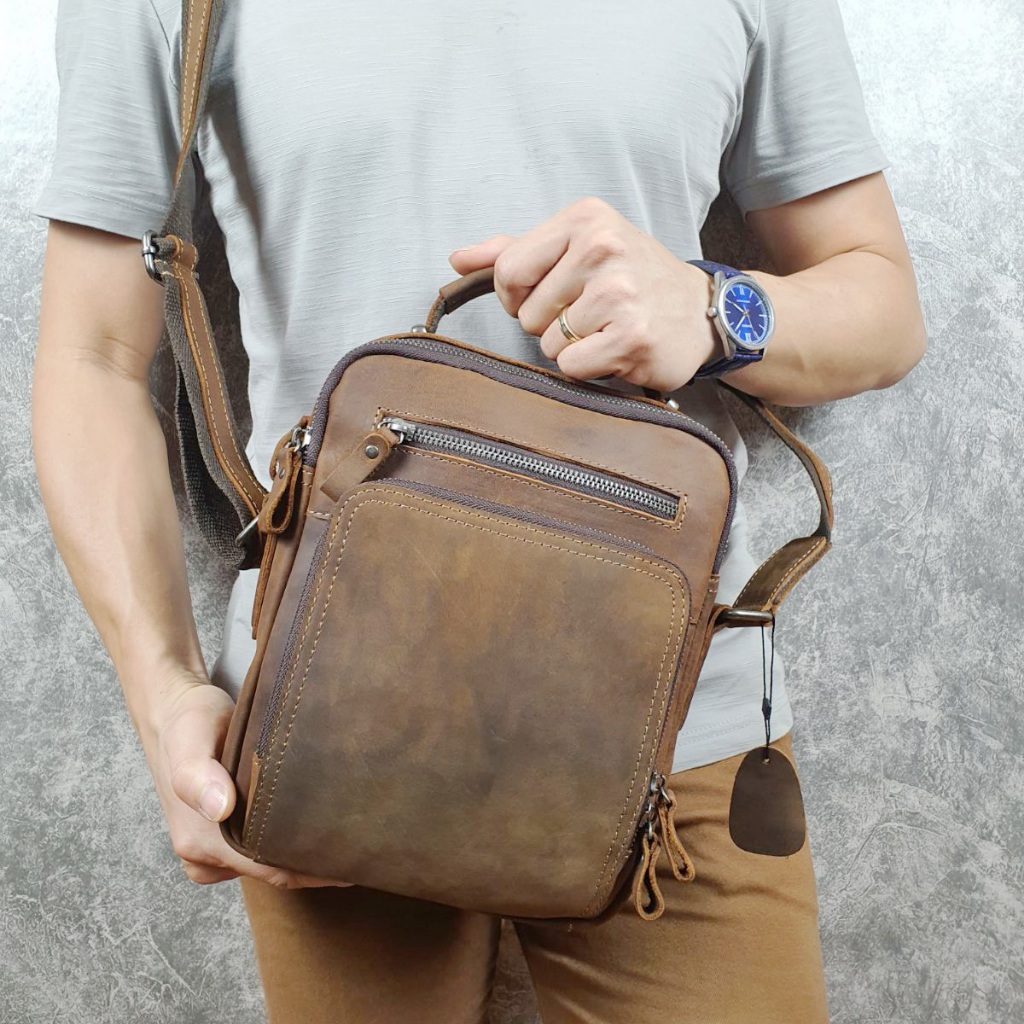 Túi đeo chéo nam da bò thật TD116VB  - 100% da bò thật, BH 3 năm