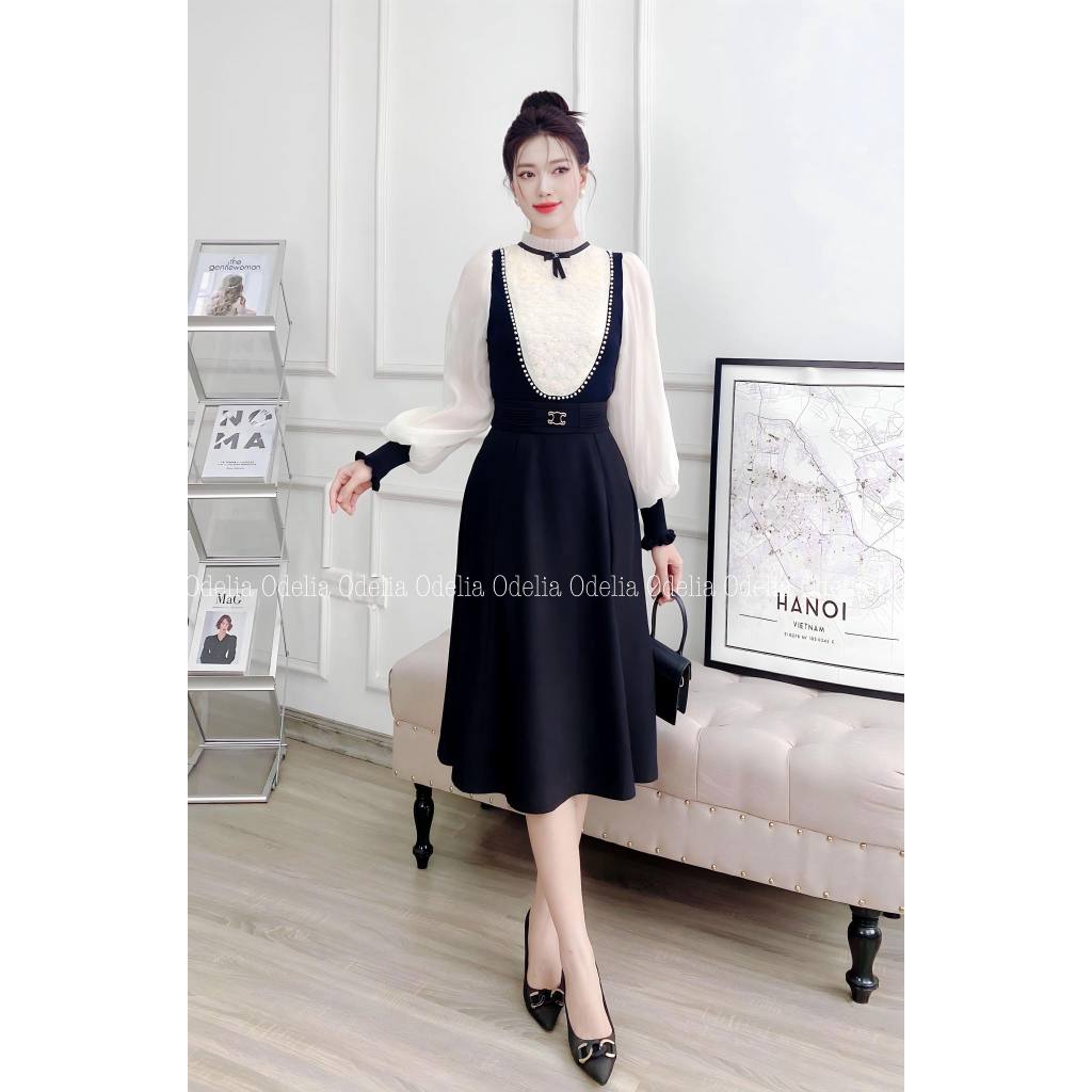 Áo len tăm cổ tiểu thư bling Odelia, tay tơ - A7336