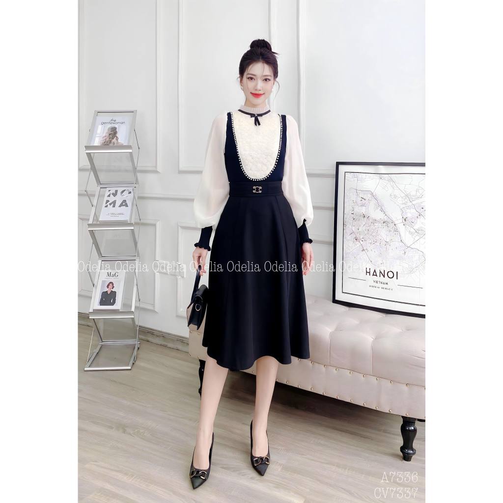 Áo len tăm cổ tiểu thư bling Odelia, tay tơ - A7336