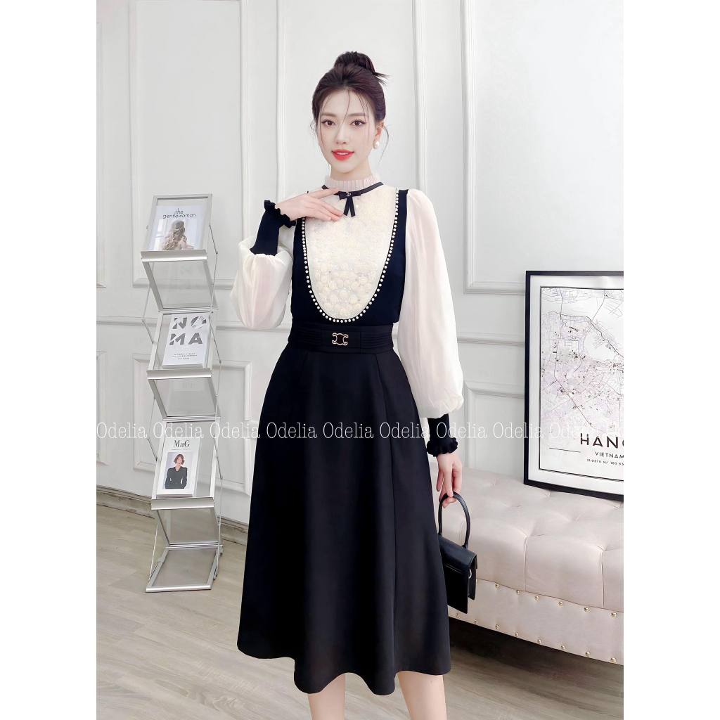Áo len tăm cổ tiểu thư bling Odelia, tay tơ - A7336