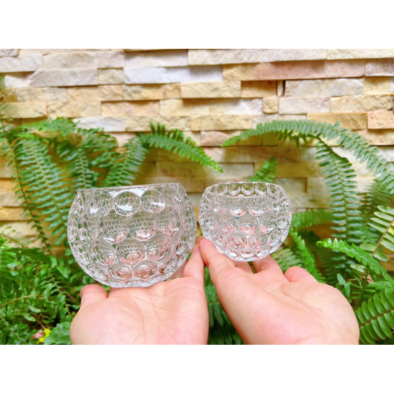 Chân đế nến Thuỷ tinh trắng hình quả bóng bi tròn