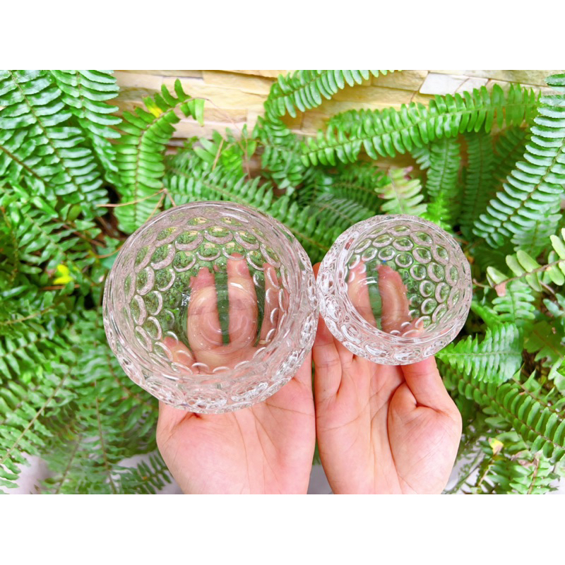 Chân đế nến Thuỷ tinh trắng hình quả bóng bi tròn