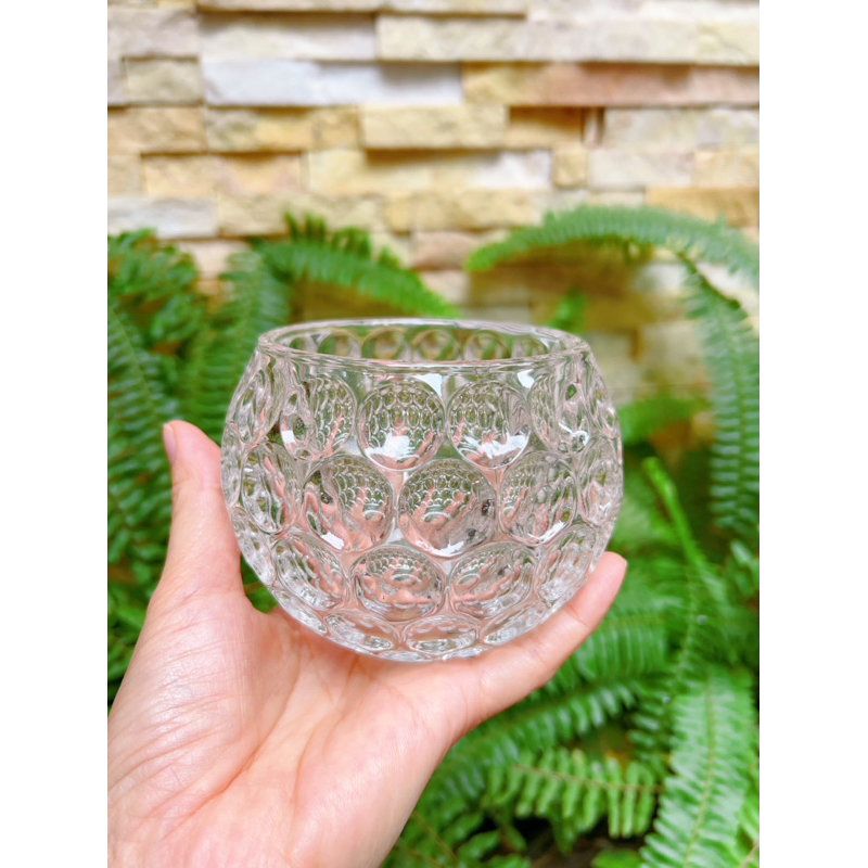 Chân đế nến Thuỷ tinh trắng hình quả bóng bi tròn