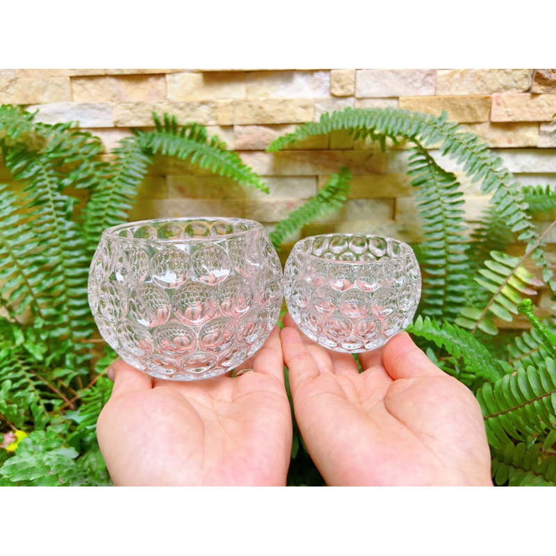 Chân đế nến Thuỷ tinh trắng hình quả bóng bi tròn