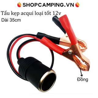 Tẩu kẹp ắc qui, tẩu cái đầu cái lấy điện bình xe hơi ô tô, cáp chuyển kẹp acqui sang tẩu thuốc ô tô - Camping VietNam