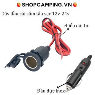 Dây đầu tẩu, ổ cắm tẩu sạc đầu cái ô tô, đầu cắm tẩu sạc, công tắc on/off - Camping VietNam