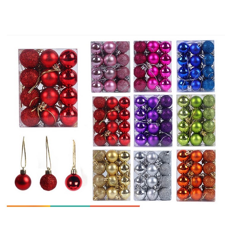 NOEL - BỊCH 24 TRÁI - CHÂU 3 LOẠI TRANG TRÍ NOEL KÍCH THƯỚC 30 LY (3CM) LOẠI NHỎ