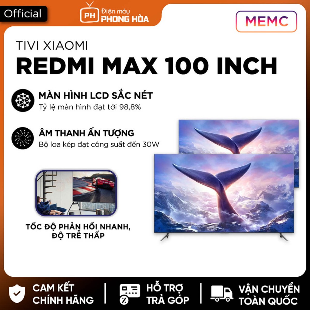 Smart Tivi Xiaomi Redmi Max100 100inch tốc độ màn 144Hz