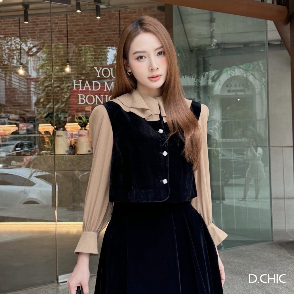 Áo gile nhung 1 hàng cúc D.CHIC MS: 1812573