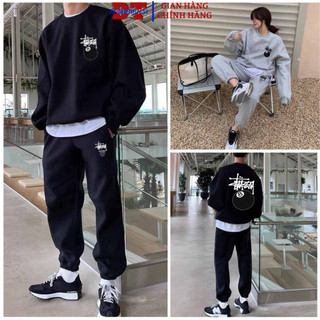Bộ Nỉ Thể Thao Nam Số 8 , Bộ Nữ Dài Áo Sweater Quần Dài ống bo , Set Đồ Nỉ Hoodie Trơn Hai Màu From Rộng - DTB