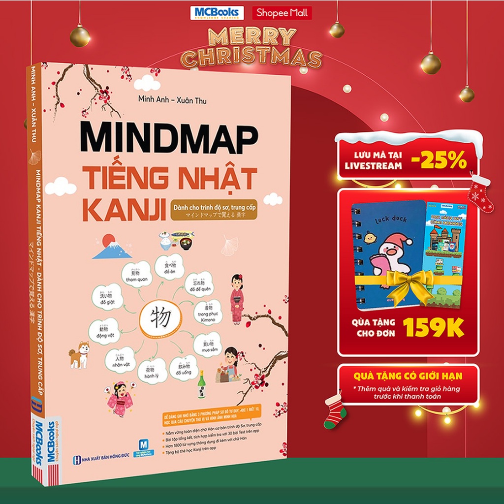 Sách - Mindmap Kanji tiếng Nhật – Dành cho trình độ sơ, trung cấp - Học kèm app