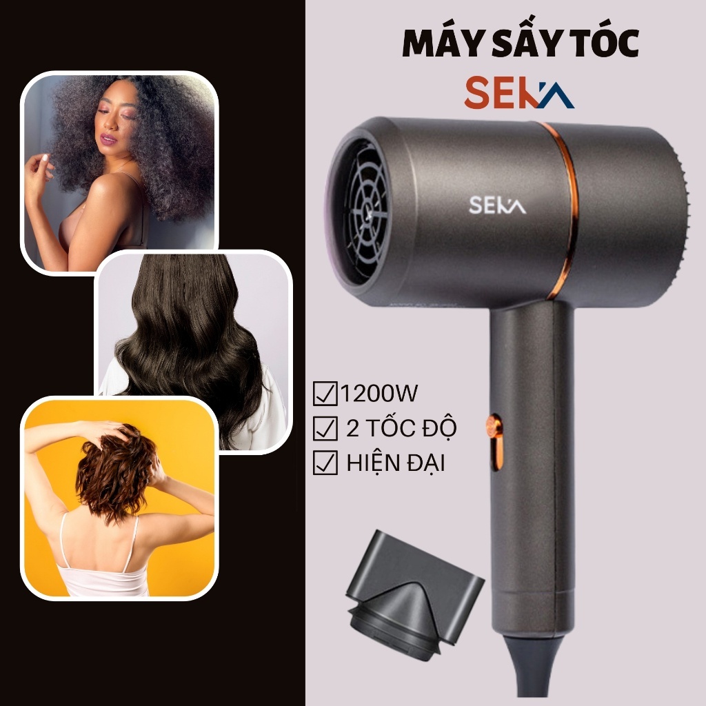 Máy sấy tóc 2 chiều SEKA công suất 1800W sấy nhanh khô, bảo hành chính hãng 12 tháng kèm mỏ vịt chăm sóc tóc chuẩn salon