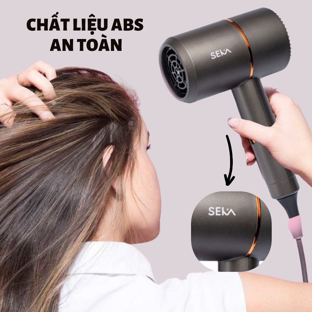 Máy sấy tóc 2 chiều SEKA công suất 1800W sấy nhanh khô, bảo hành chính hãng 12 tháng kèm mỏ vịt chăm sóc tóc chuẩn salon