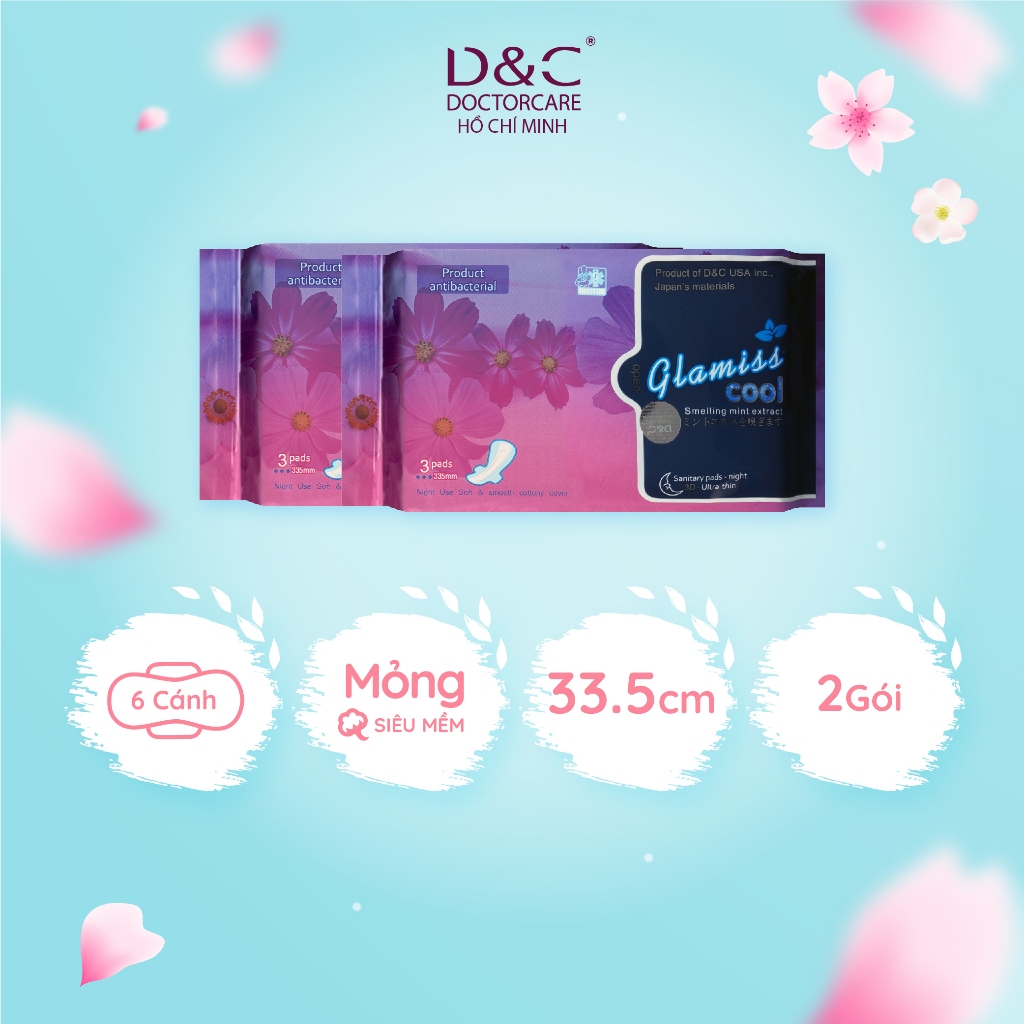 Combo 2 băng vệ sinh thảo dược Glamiss Cool ban đêm siêu the mát