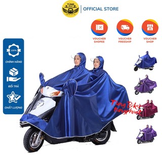 Áo Mưa 2 Đầu Phản Quang Đi Xe Máy Vải Dù, Ép PVC Chống Rách Có Kính Che Trước Mặt