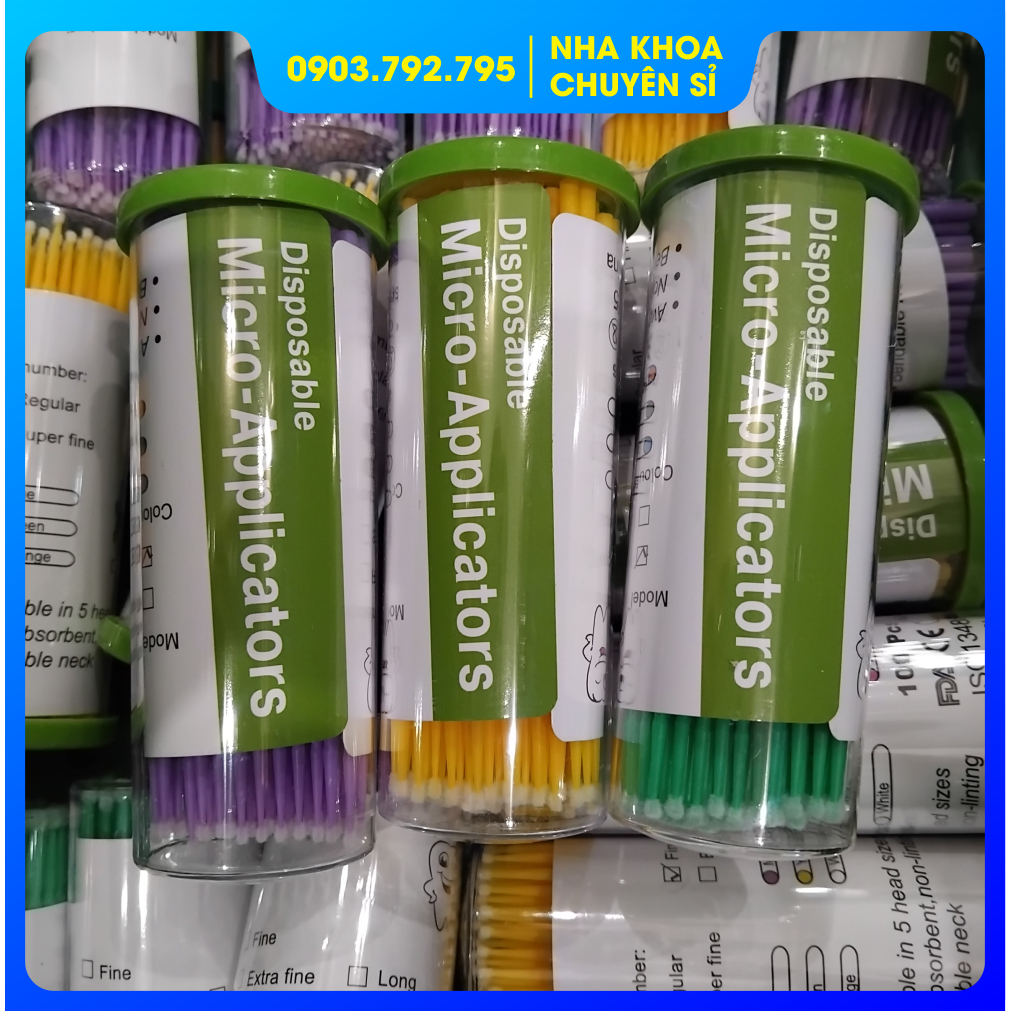 Cọ bond quét keo micro applicators LOẠI TỐT nha khoa (1 hộp/100 cây)