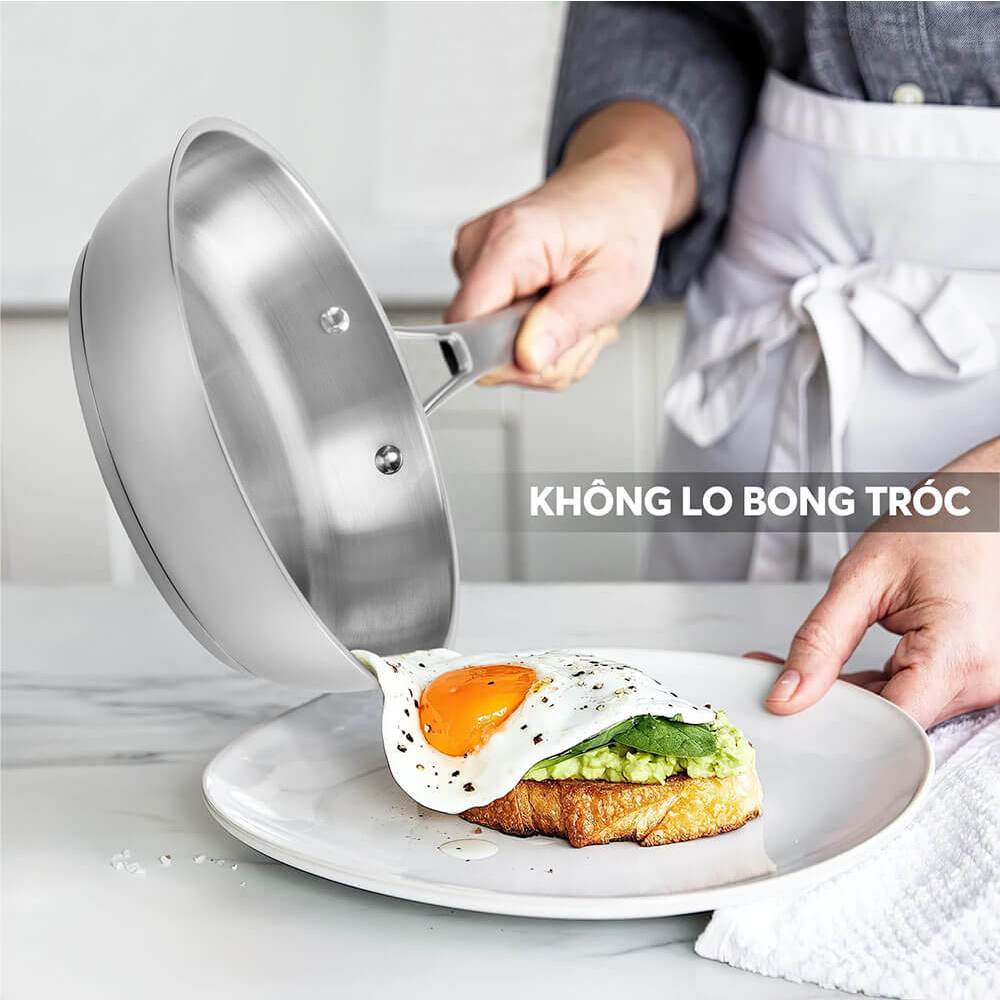 Chảo Inox 304 Đáy Inpac Elmich EL-283X size 20,24,26cm Chiên Xào Nướng Các Món Ăn An Toàn