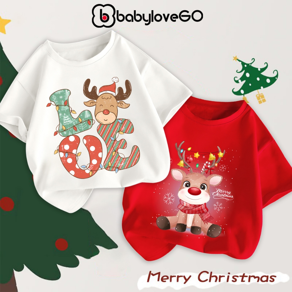 Áo thun bé trai bé gái Merry Christmas 2023 áo noel giáng sinh in hình độc đáo cho bé