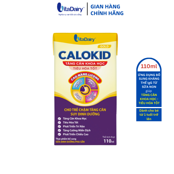 SBPS Calokid Gold 110ml giúp bé tăng cân khoa học, tiêu hóa tốt ( thùng 48 hộp) - VitaDairy