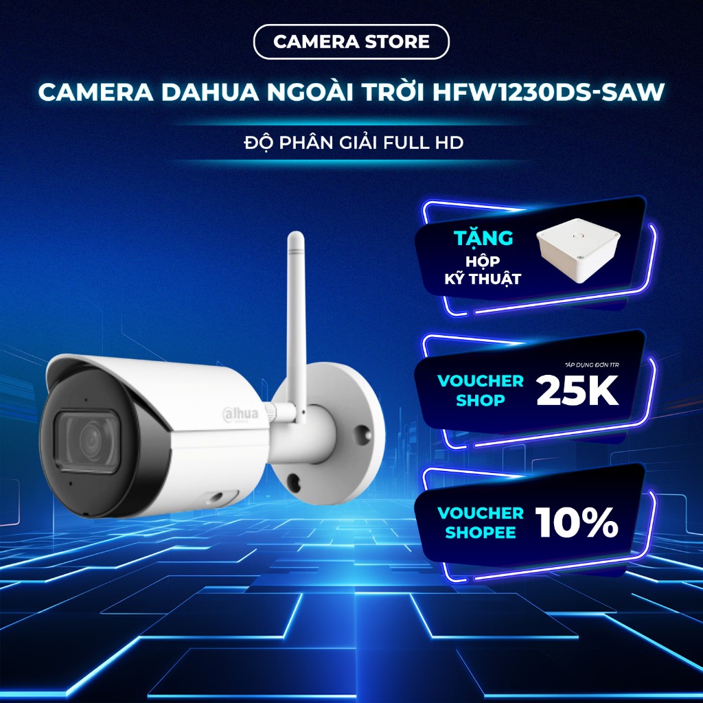 Camera IP Wifi 2MP thân trụ DAHUA DH-IPC-HFW1230DS-SAW độ phân giải 2M chế độ hồng ngoại 30M