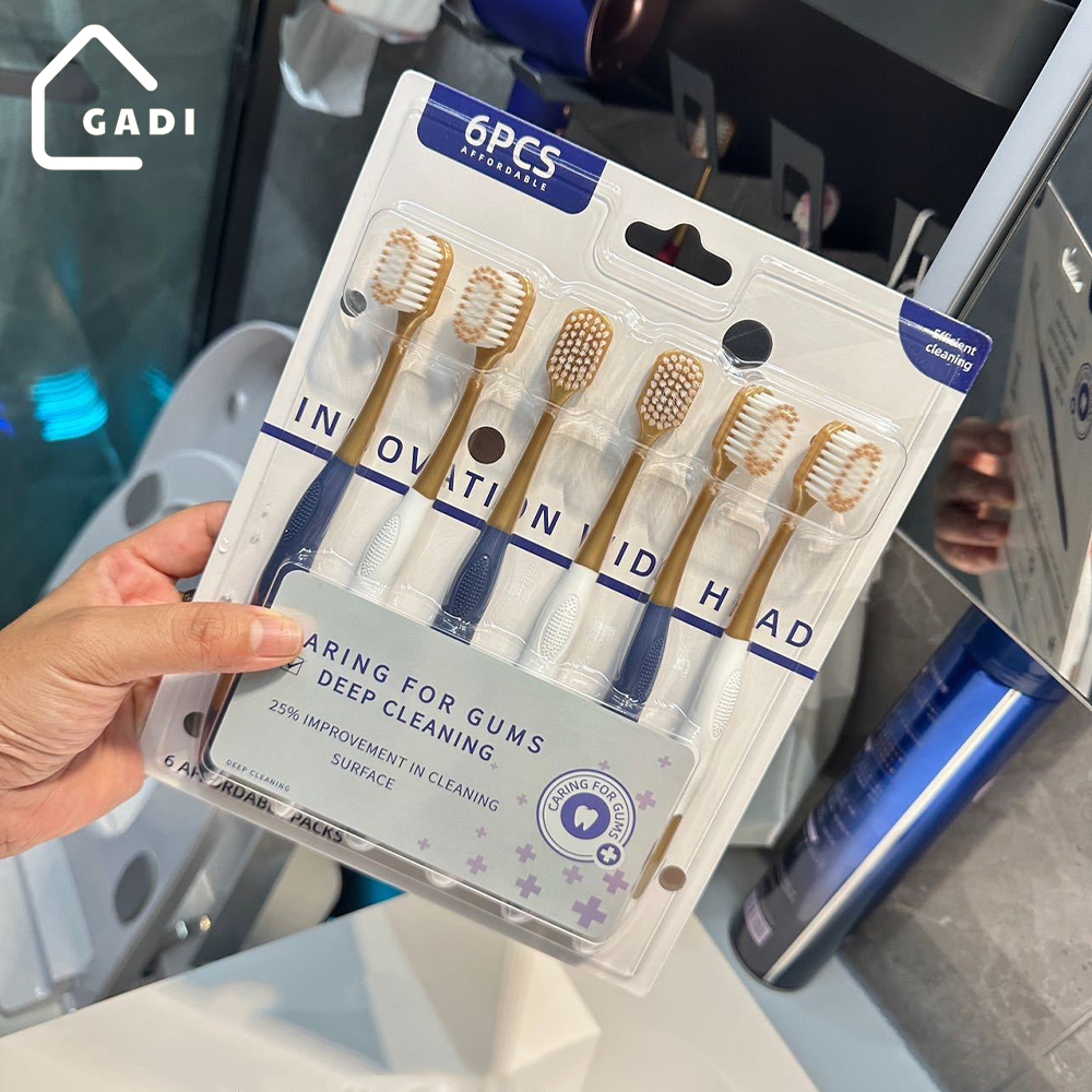 Combo 6 bàn chải đánh răng CHOCOIKES lông mềm, chải siêu êm, làm sạch sâu đánh sạch mảng bám, không gây đâu răng