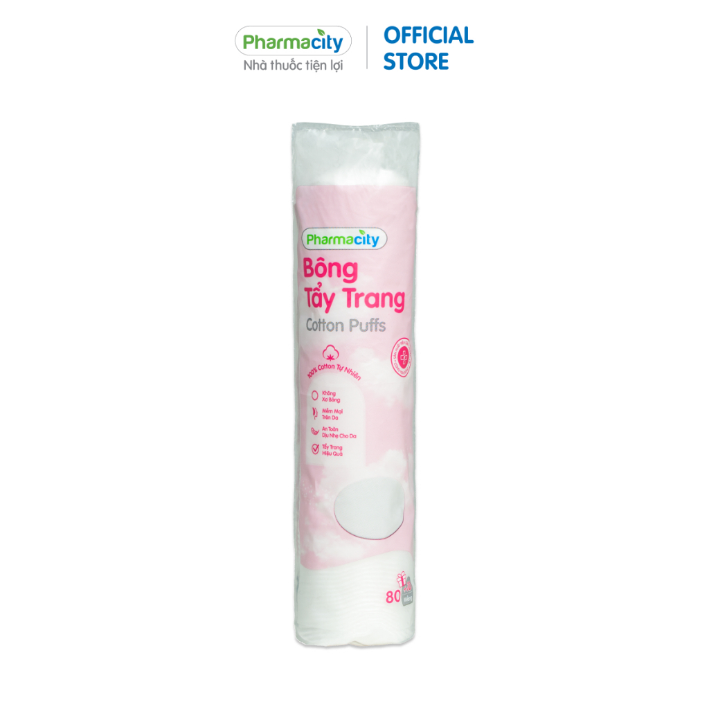 Bông tẩy trang Pharmacity Cotton Puffs Túi 90 miếng - New