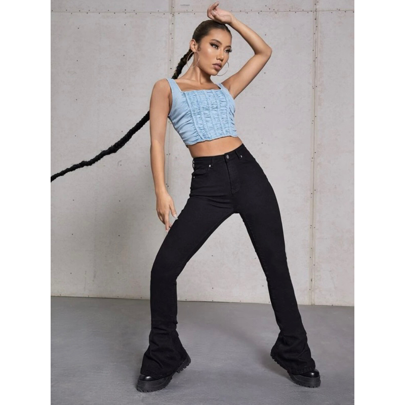 Áo jeans ba lỗ croptop Shein