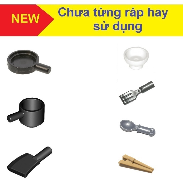 Đồ chơi xếp hình Phụ kiện Lego Dụng cụ bối cảnh nhà bếp, nấu ăn, bàn ăn....