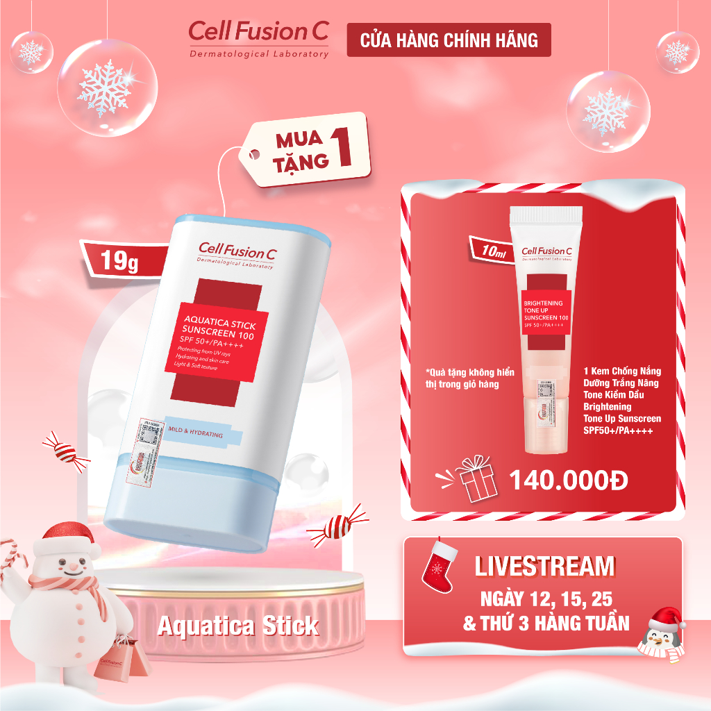 Sáp Chống Nắng Cấp Ẩm, Dịu Da, Ngăn Ngừa Nếp Nhăn & Sạm Nám Cell Fusion C Aquatica Stick Sunscreen 100 SPF 50+/PA++++