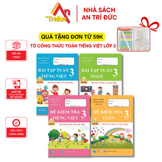 Sách - Combo 4 Cuốn Bài Tập Tuần Và Đề Kiểm Tra Toán, Tiếng Việt Lớp 3 Học Kì 1 - Kết Nối Tri Thức - QK 340