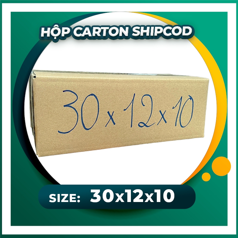 30x12x10 Combo 100 hộp đóng hàng, ship cod. 3 lớp sóng B