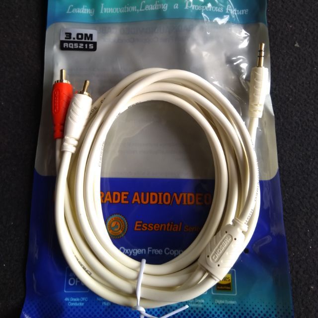 Dây loa 1 đầu 3.5 ra 2 AV dài 1.8m 3m 5m  dùng kết nối từ điện thoại, máy nghe nhạc ra loa âm ly