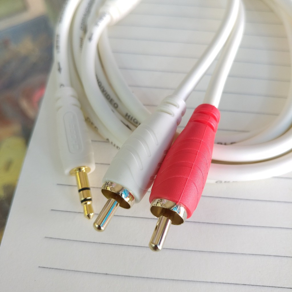 Dây loa 1 đầu 3.5 ra 2 AV dài 1.8m 3m 5m  dùng kết nối từ điện thoại, máy nghe nhạc ra loa âm ly
