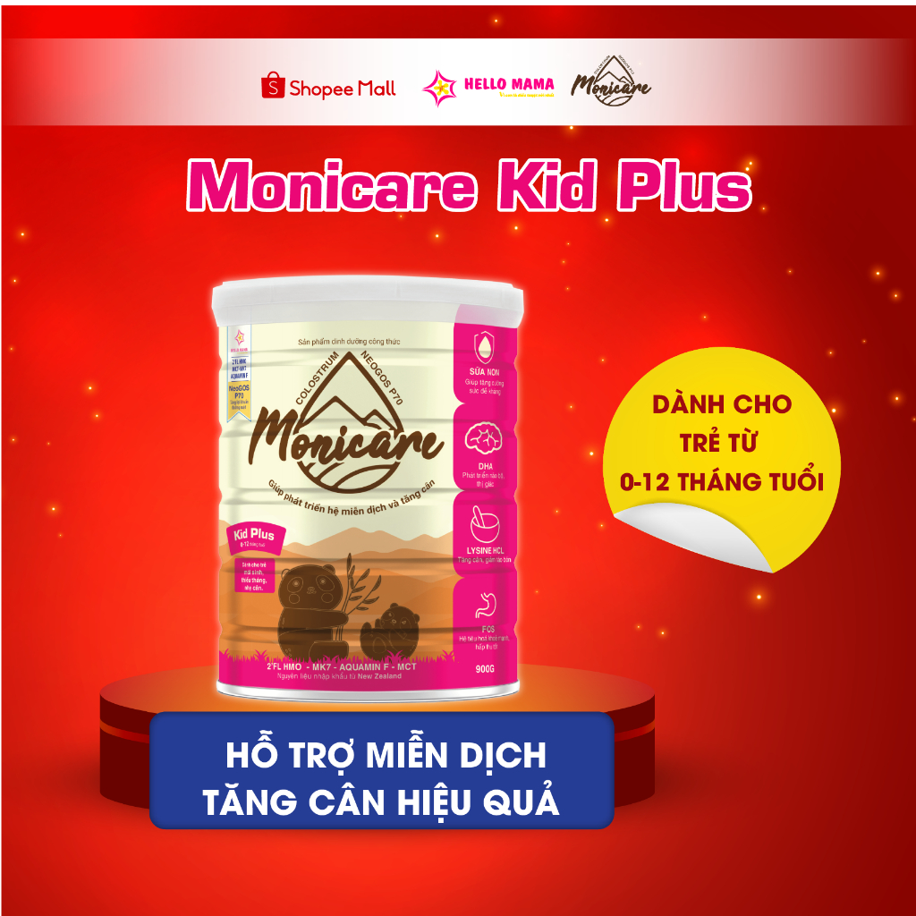 Sữa bột Monicare Kid Plus cho bé mới sinh thiếu tháng, nhẹ cân - Hộp 900G