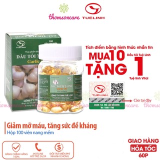 Dầu tỏi Tuệ Linh Giảm mỡ máu - Tăng sức đề kháng - Garlic Oil tinh dau toi hộp 100 viên - KM mua 10h tặng 1h tích điểm