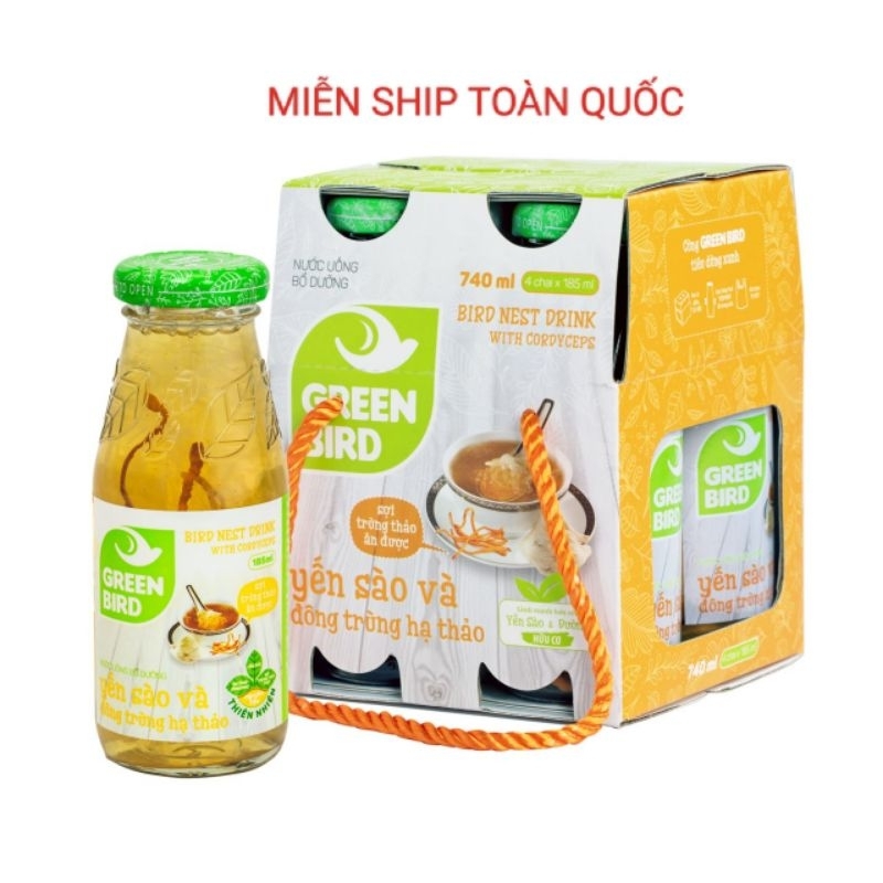 GREEN BIRD YẾN SÀO và ĐÔNG TRÙNG HẠ THẢO @ LỐC 4 CHAI@