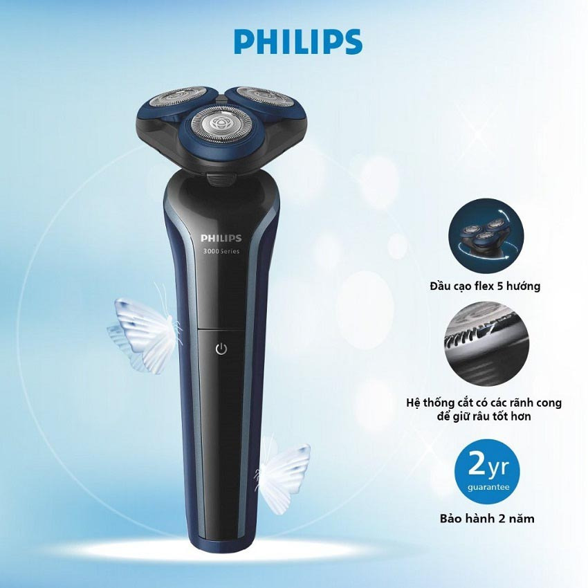 Máy cạo râu khô và ướt Philips S3608 an toàn cho da, bảo hành 2 năm - Hàng chính hãng