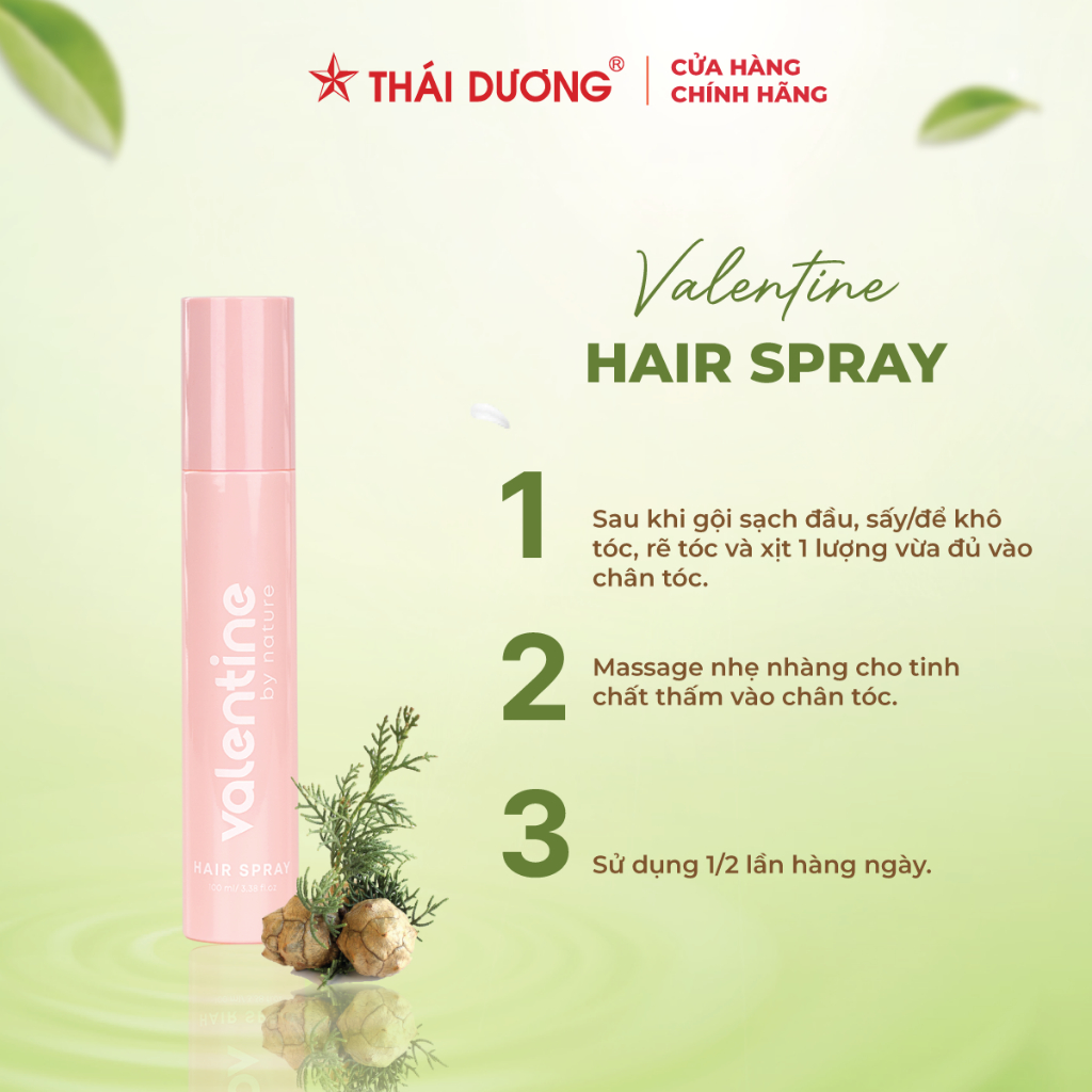 Xịt mọc tóc nhanh Valentine hỗ trợ phục hồi tóc chắc khỏe, chăm sóc tóc dài suôn mượt 100ml