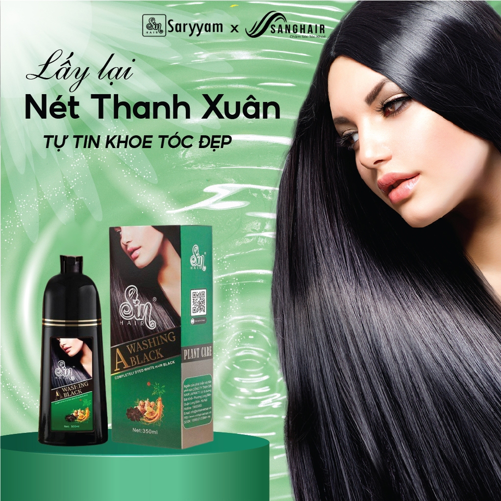 Combo Dầu gội phủ bạc Sin hair thay đổi màu tóc trong 15 phút. Dầu gội đen + nâu[Chính hãng Nhật Bản]