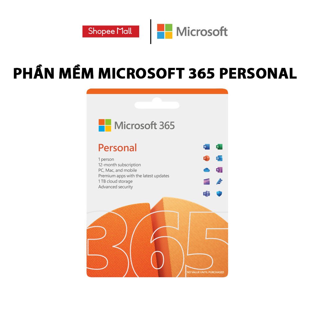 Phần mềm Microsoft 365 PERSONAL | 12 tháng | Dùng 1 người| 5 thiết bị | Word, Excel, PowerPoint | 1TB OneDrive