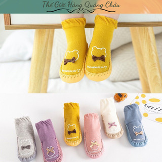 Giày tập đi đế mềm, vải gắn nơ ngộ nghĩnh cho bé hàng Quảng Châu Cao Cấp (GB37)