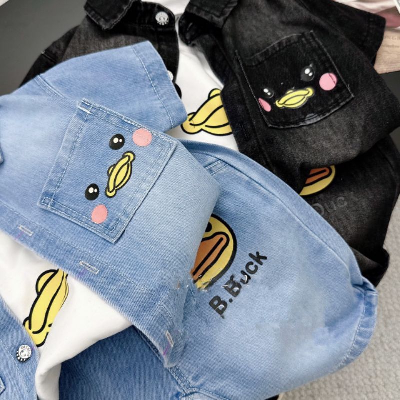 Set 3 chi tiết: Bộ jean kèm áo trong bé trai .