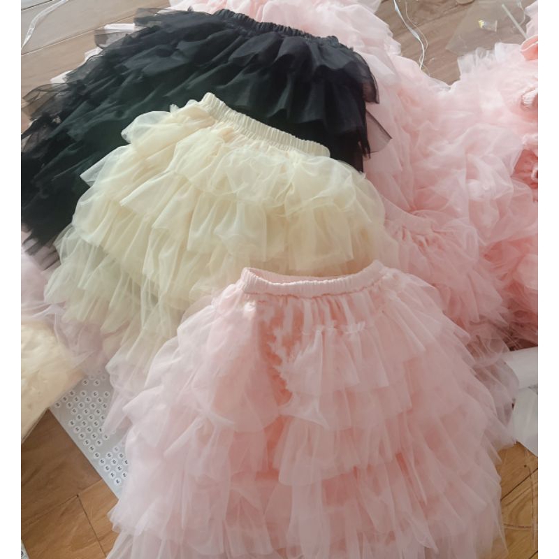 Chân váy   tầng bồng xinh xắn bé gái, dễ phối đồ