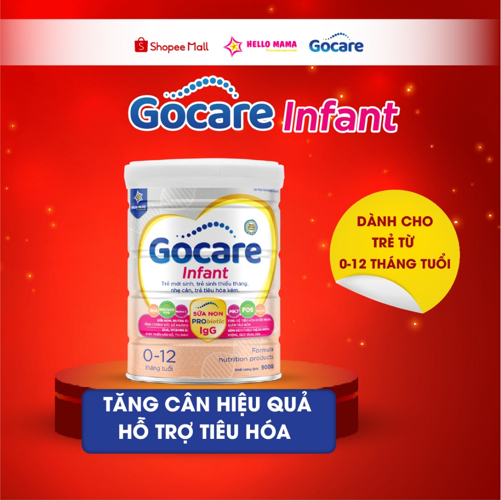 Sữa bột Gocare Infant cho trẻ mới sinh thiếu tháng nhẹ cân và tiêu hóa kém - Hộp 900G