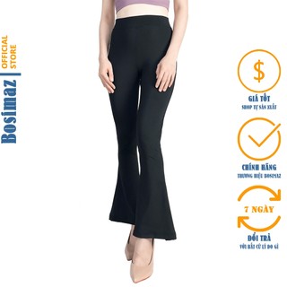 Quần Legging Ống Loe Bosimaz MS711 dài không túi màu đen cao cấp, thun co giãn 4 chiều, vải đẹp dày, thoáng mát.