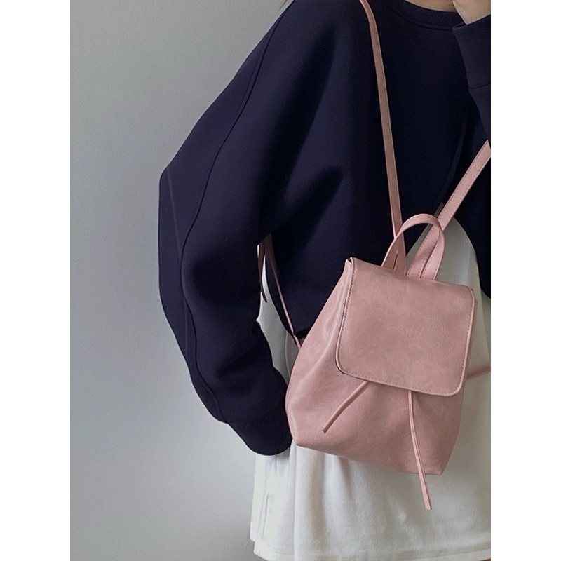Ba lô nữ form nhỏ màu hồng nhạt phong cách Hàn Quốc 06122301