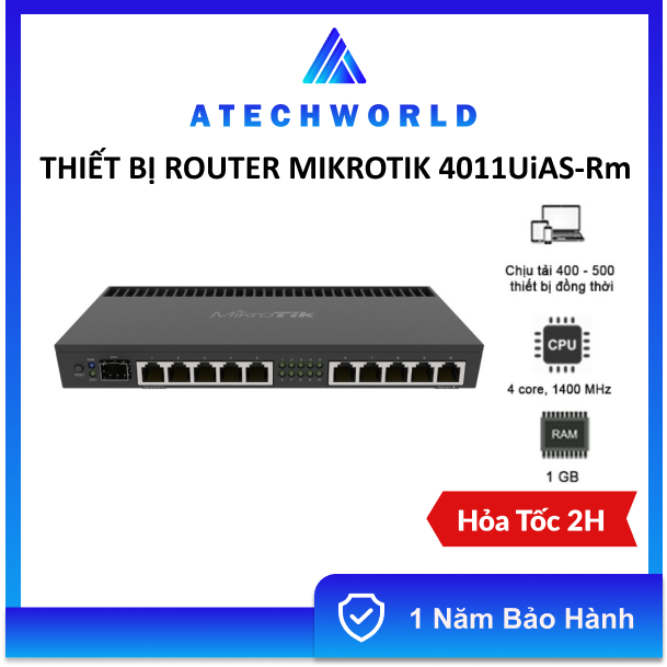Thiết Bị Router Mikrotik RB4011UiAS-RM - Hàng Chính Hãng - Bảo Hành 12 Tháng - Có Xuất VAT
