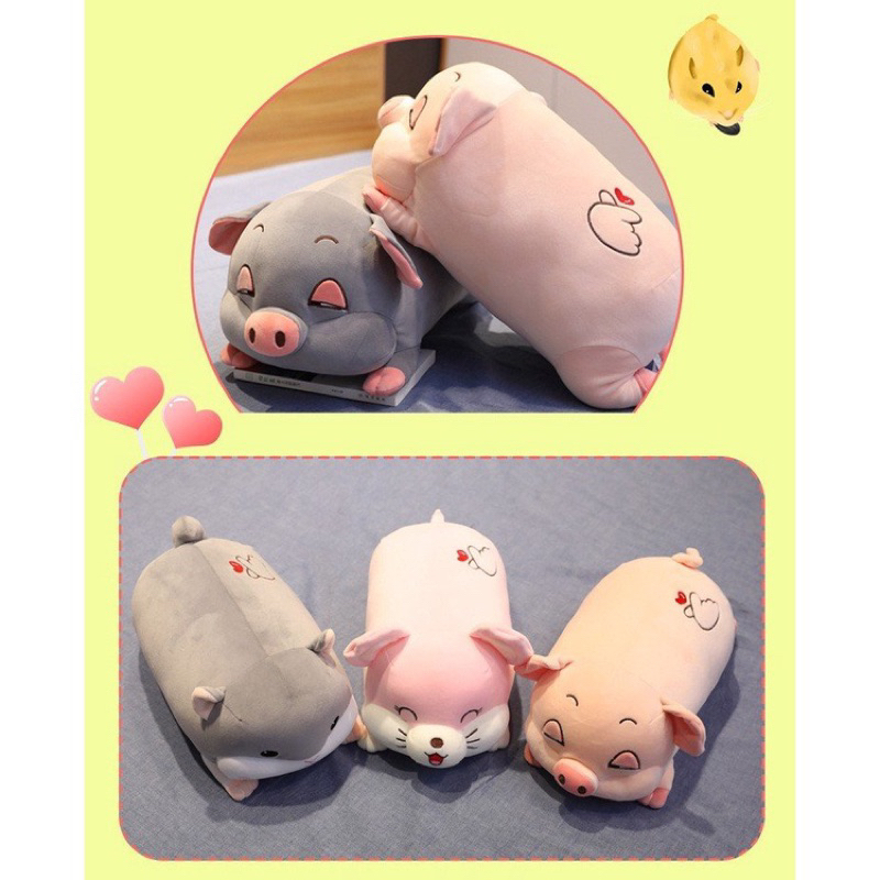 Sét chăn gối heo văn phòng hình lợn con dễ thương - chăn gối 2in1 gấp gọn siêu mềm mại