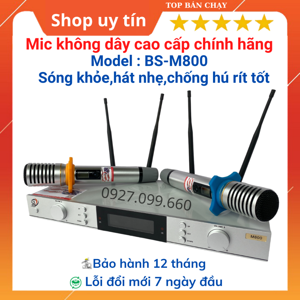 Micro không dây cao cấp BS model M600 và M800 Phạm vi sóng lên tới 100m,hát nhẹ,lời sáng ,bay tiếng,chống hú rít tốt,