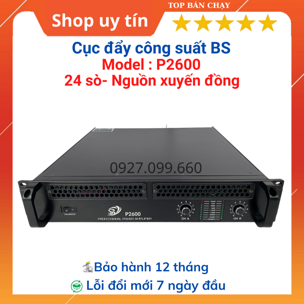 Cục đẩy công suất 2 kênh BS model P2600  24 sò và BS-BS2800 40 sò công suất 1000W dùng cho gia đình,phòng trà,..